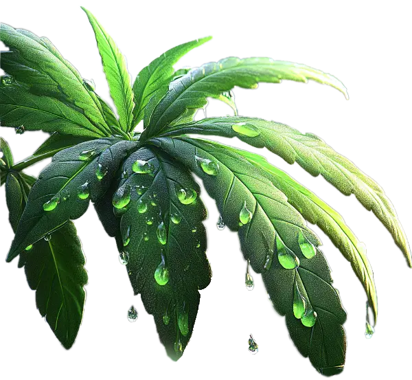 cannabis leaf on left